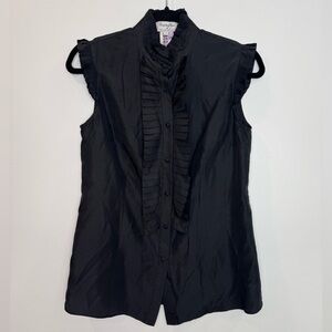 Paul & Joe sister rendez-vous Black Ruffle silk Front Blouse size xs